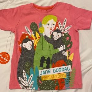 Brand new with tags kids Piccolina Trailblazer T-Shirt Jane Goodall sz 5